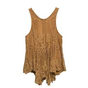 Ultra Pink Womens Floral Lace Frilly Asymmetric Hem Tank Size M Grunge Fisherman